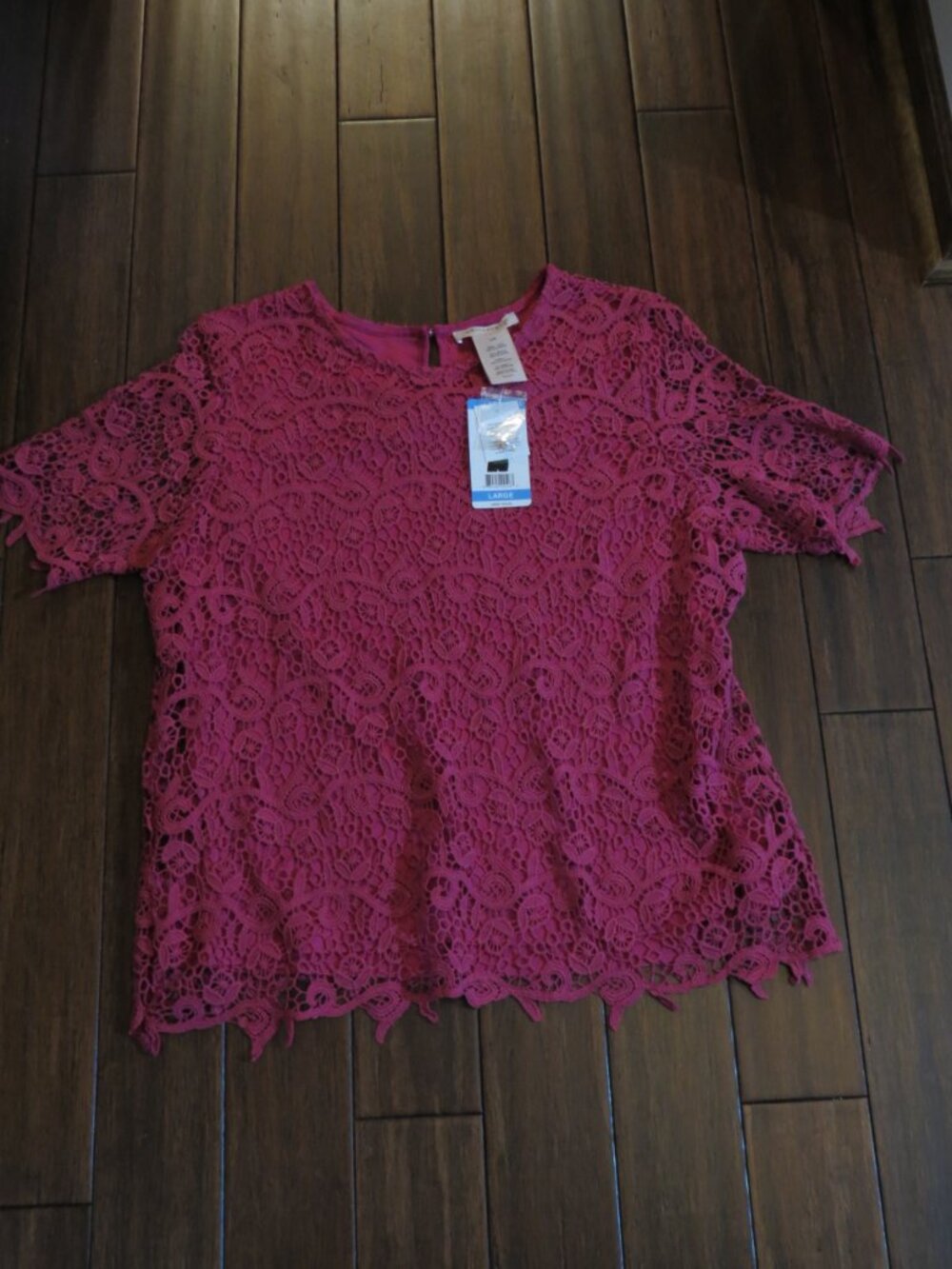 NEW WITH TAGS Philosophy Large Lace Boho Romantic Cottage Coastal Sleeve Top - Picture 2 of 8